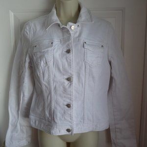 TAHARI M Jacket Shirt White Heavy Cotton Spandex AMERICAN STYLE Elegant